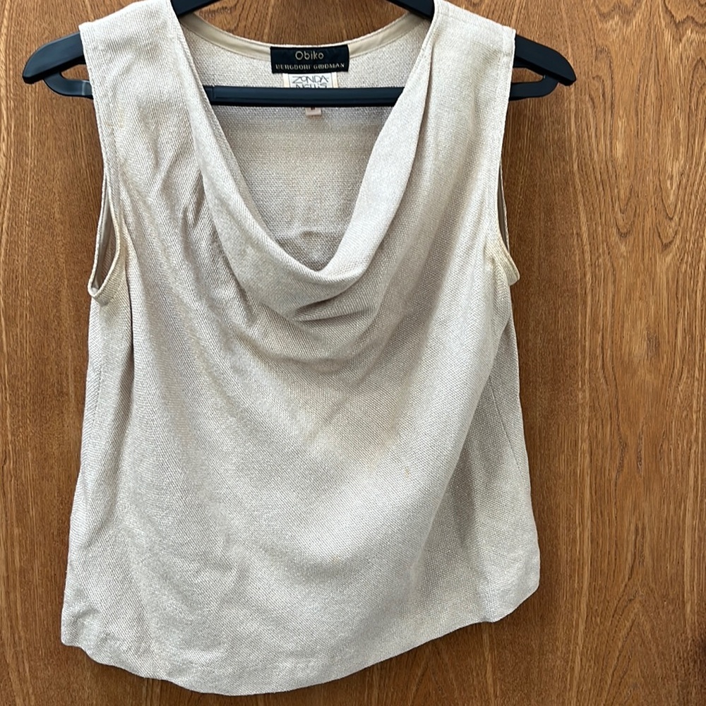 Vintage Obiko linen blouse with draped neck